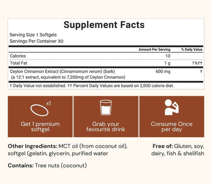 Corevia Ceylon Cinnamon 7200mg equivalent with MCT Oil