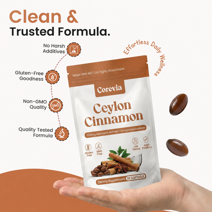 Corevia Ceylon Cinnamon 7200mg equivalent with MCT Oil