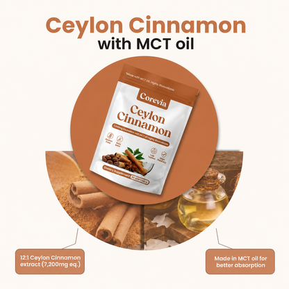 Corevia Ceylon Cinnamon 7200mg equivalent with MCT Oil