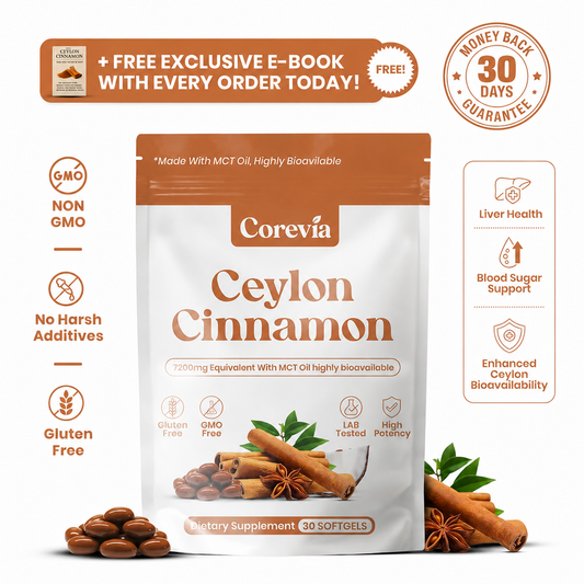 Corevia Ceylon Cinnamon 7200mg equivalent with MCT Oil