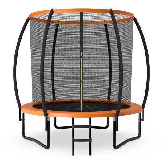 10 Feet ASTM Approved Recreational Trampoline with Ladder-Orange