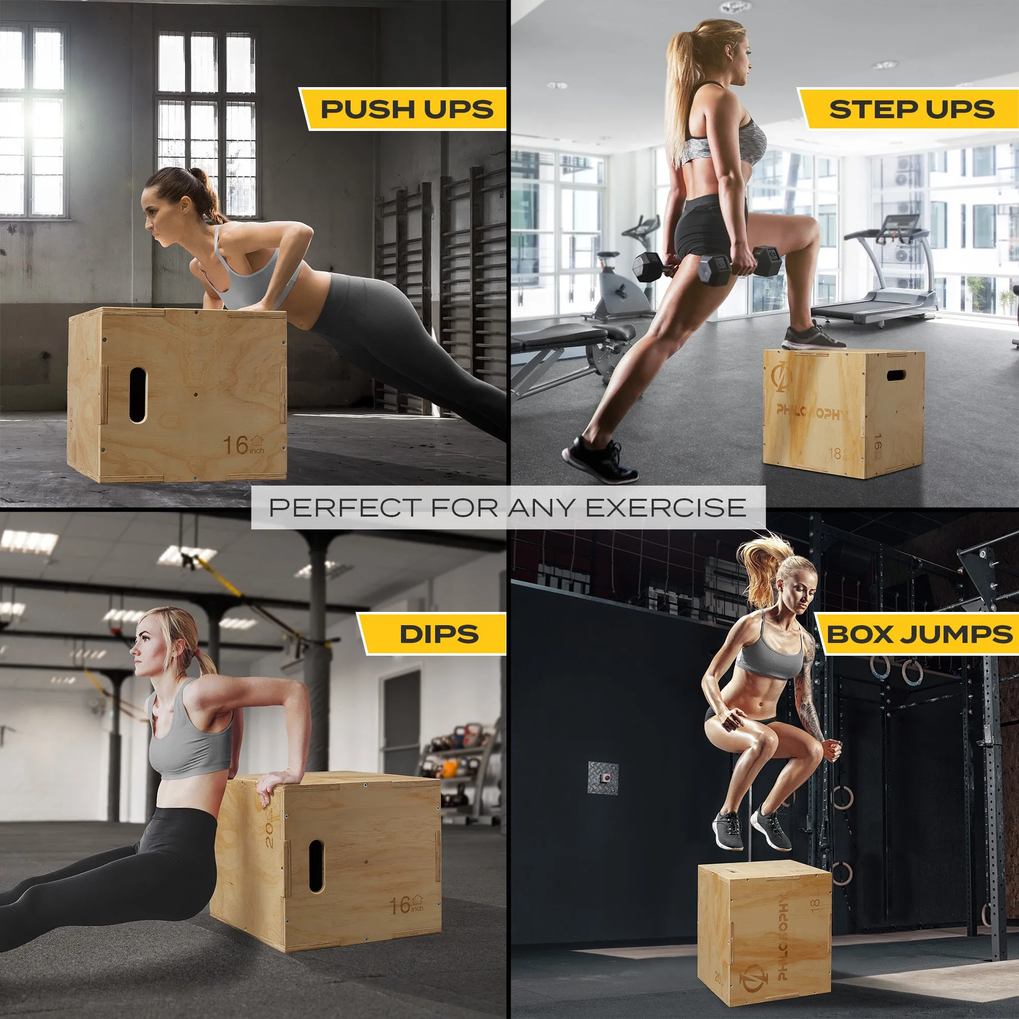 3 in 1 Wood Plyometric Box for Training & Conditioning