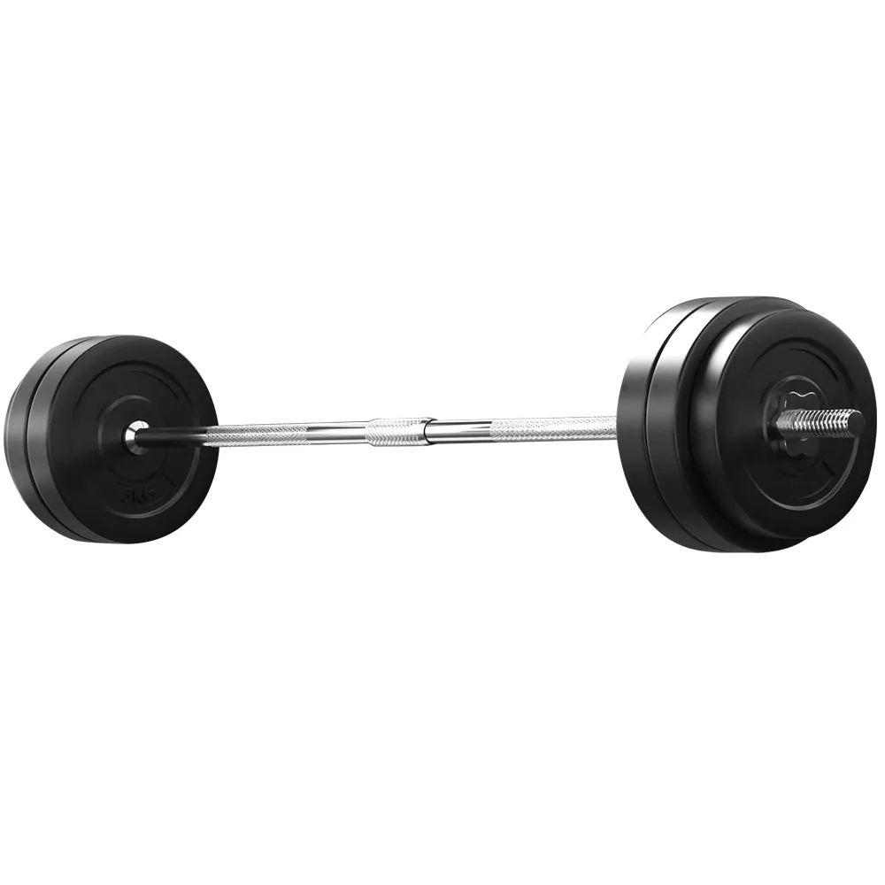 58kg Rubber Weight Plates Barbell Set, Commercial Grade - Everfit