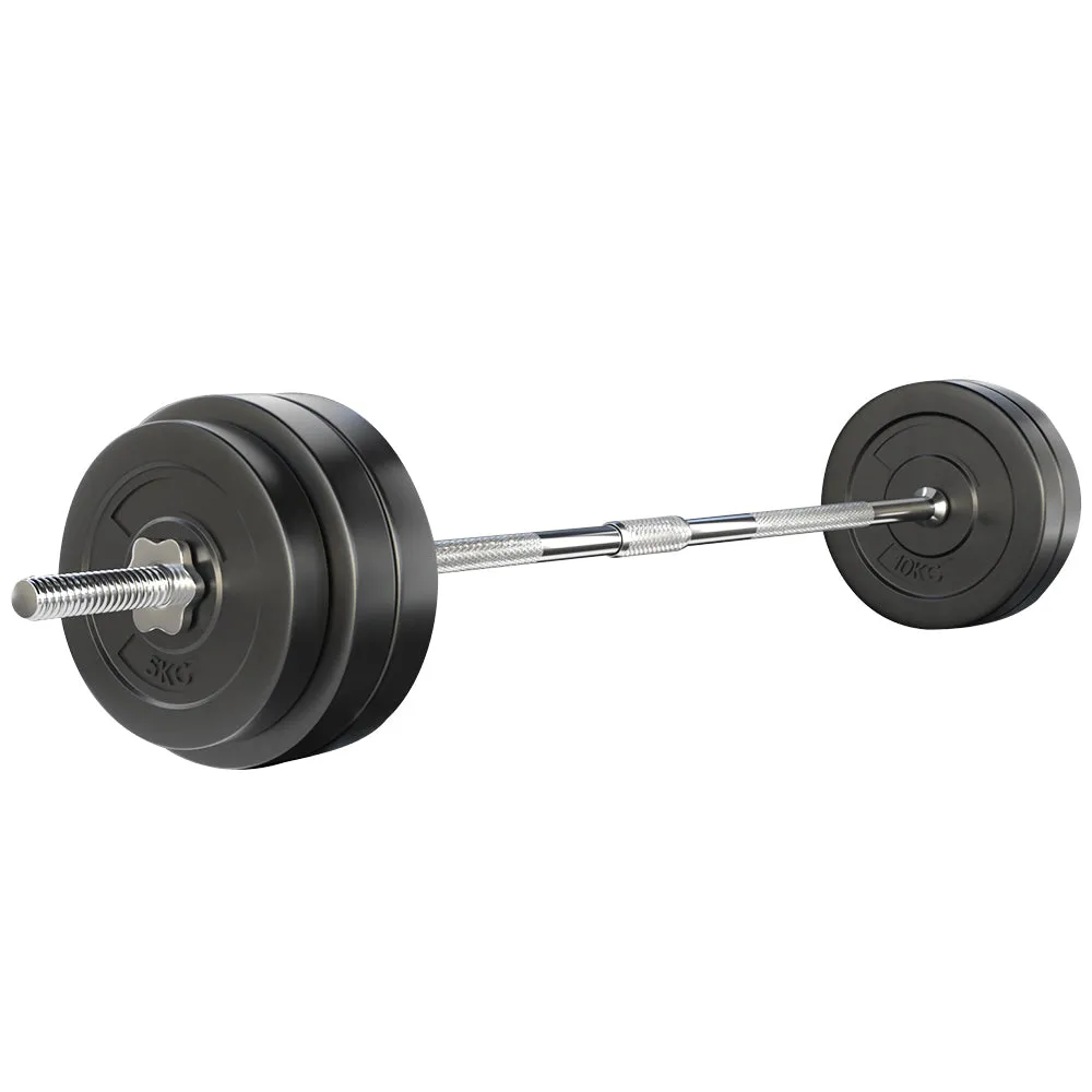 58kg Rubber Weight Plates Barbell Set, Commercial Grade - Everfit