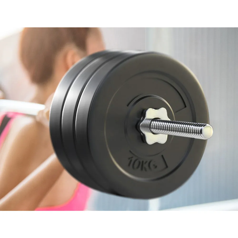 68kg Rubber Weight Barbell Set, Chrome Bar & Plates, Everfit