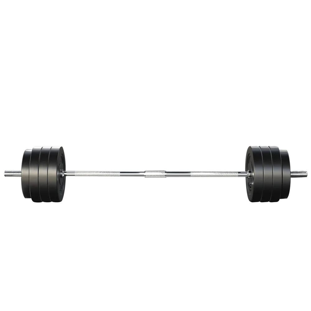 78kg Rubber Weight Plates Set, 168cm Barbell - Everfit