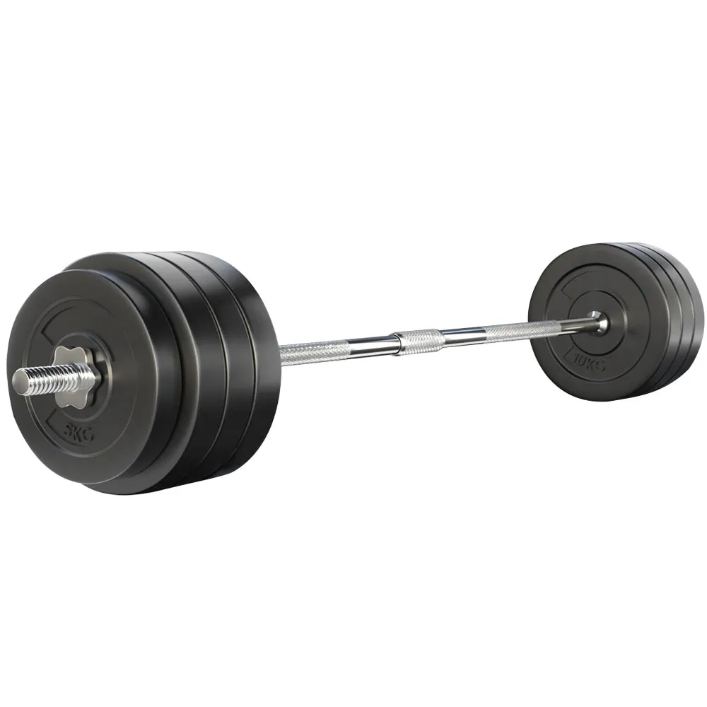 78kg Rubber Weight Plates Set, 168cm Barbell - Everfit