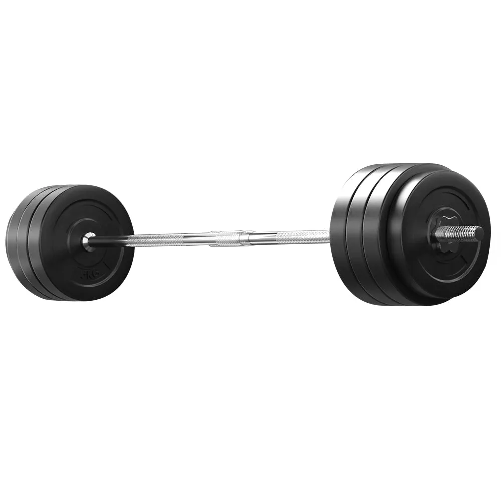 78kg Rubber Weight Plates Set, 168cm Barbell - Everfit