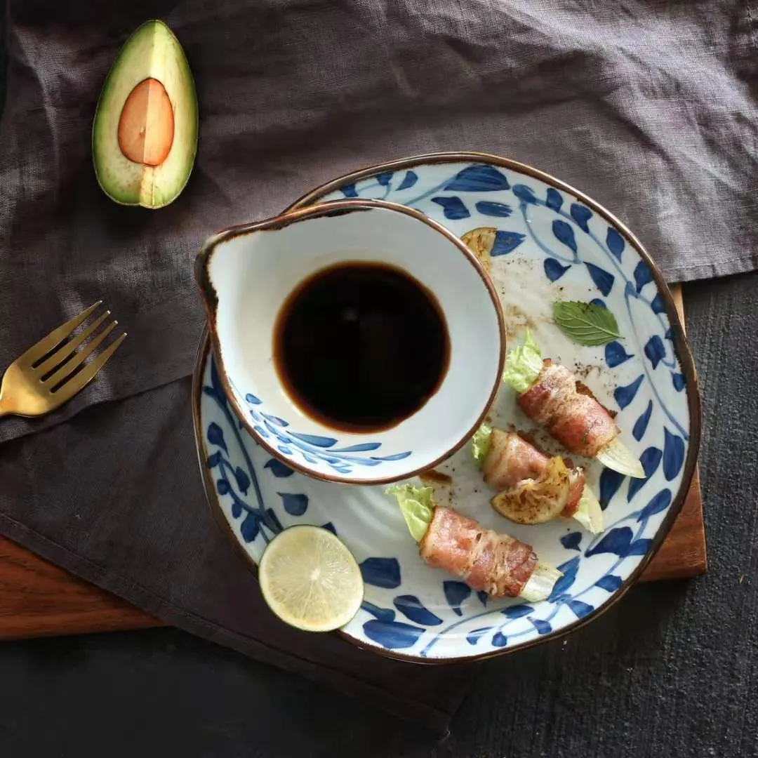 Akari Blue and White Japanese Lunch Plates - Set of 4