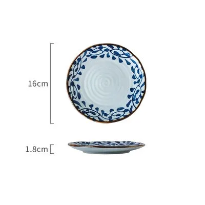 Akari Blue and White Japanese Lunch Plates - Set of 4