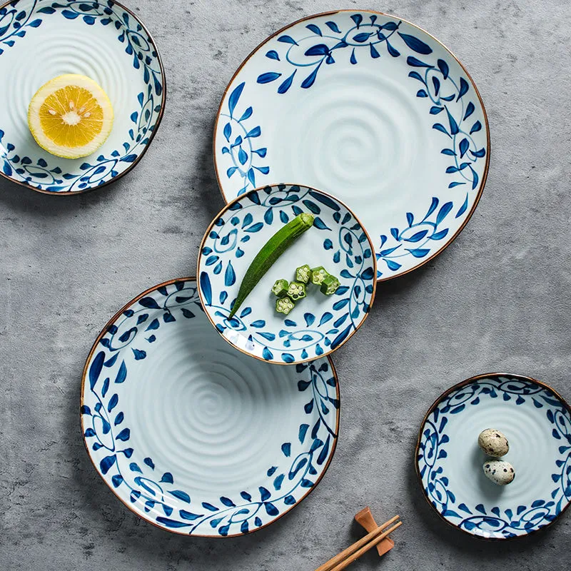 Akari Blue and White Japanese Lunch Plates - Set of 4