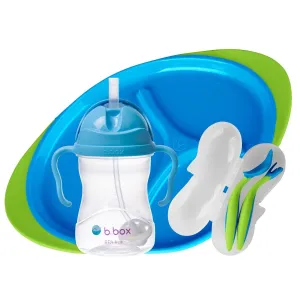 B.Box Feeding Set- Divider Plate, Sippy Cup & Cutlery Set- Ocean Breeze