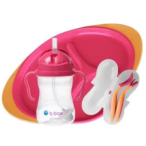 B.Box Feeding Set - Divider Plate, Sippy Cup & Cutlery Set - Strawberry Pink