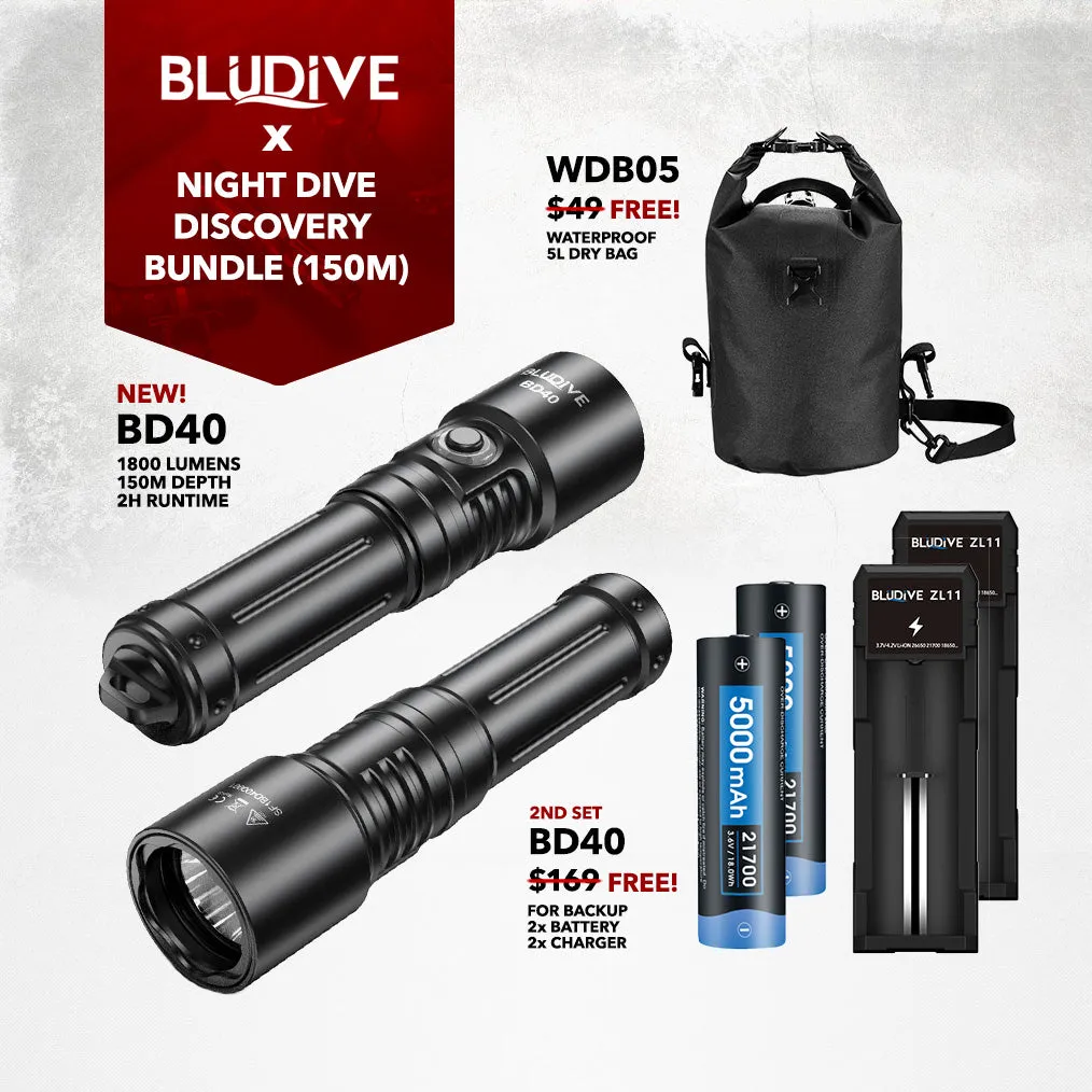 BD40 - 1800 lumens (150m Dive Torch Bundle)