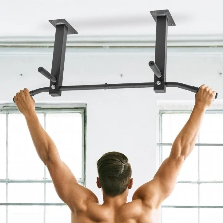 Ceiling-Mounted Pull Up Bar - Black