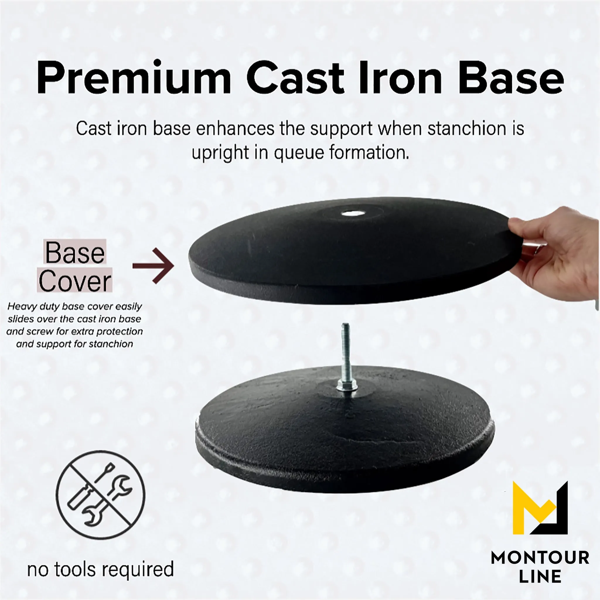 Crown Top Dual Rope Stanchion with Cast Iron Base - Montour Line CILineD