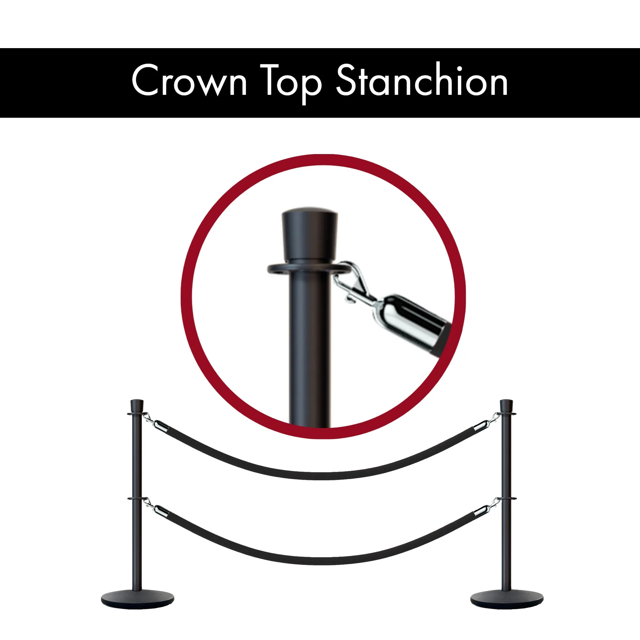 Crown Top Dual Rope Stanchion with Cast Iron Base - Montour Line CILineD