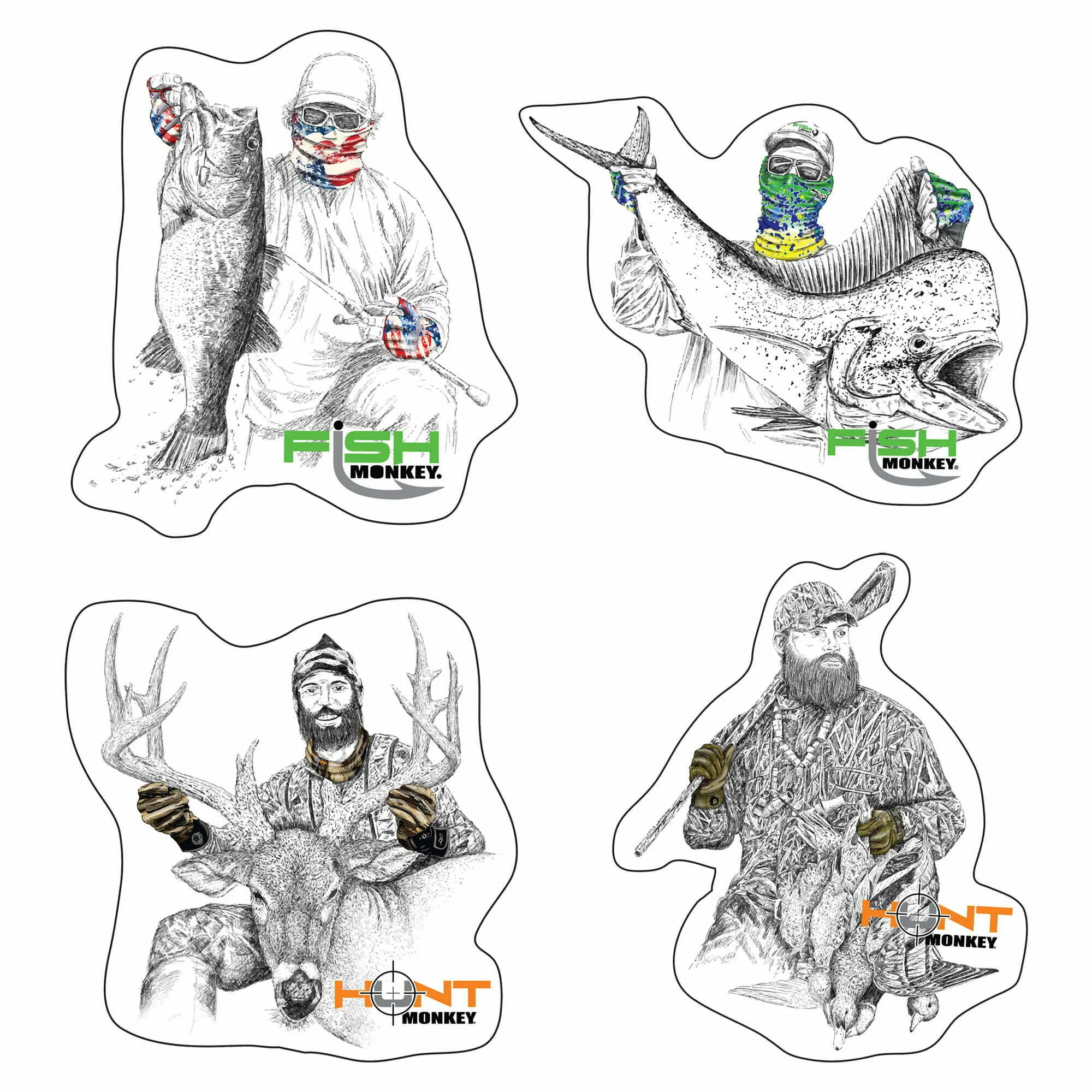 ﻿﻿Fish Monkey and Hunt Monkey Decal Sheet  (4 decals)