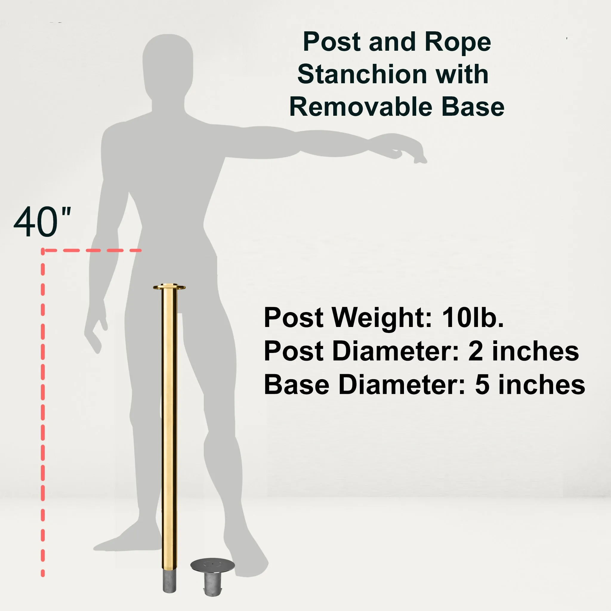 Flat Top Rope Stanchion with Removable Base - Montour Line CXlineR