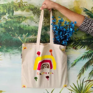 Grateful- Hand-painted tote bag