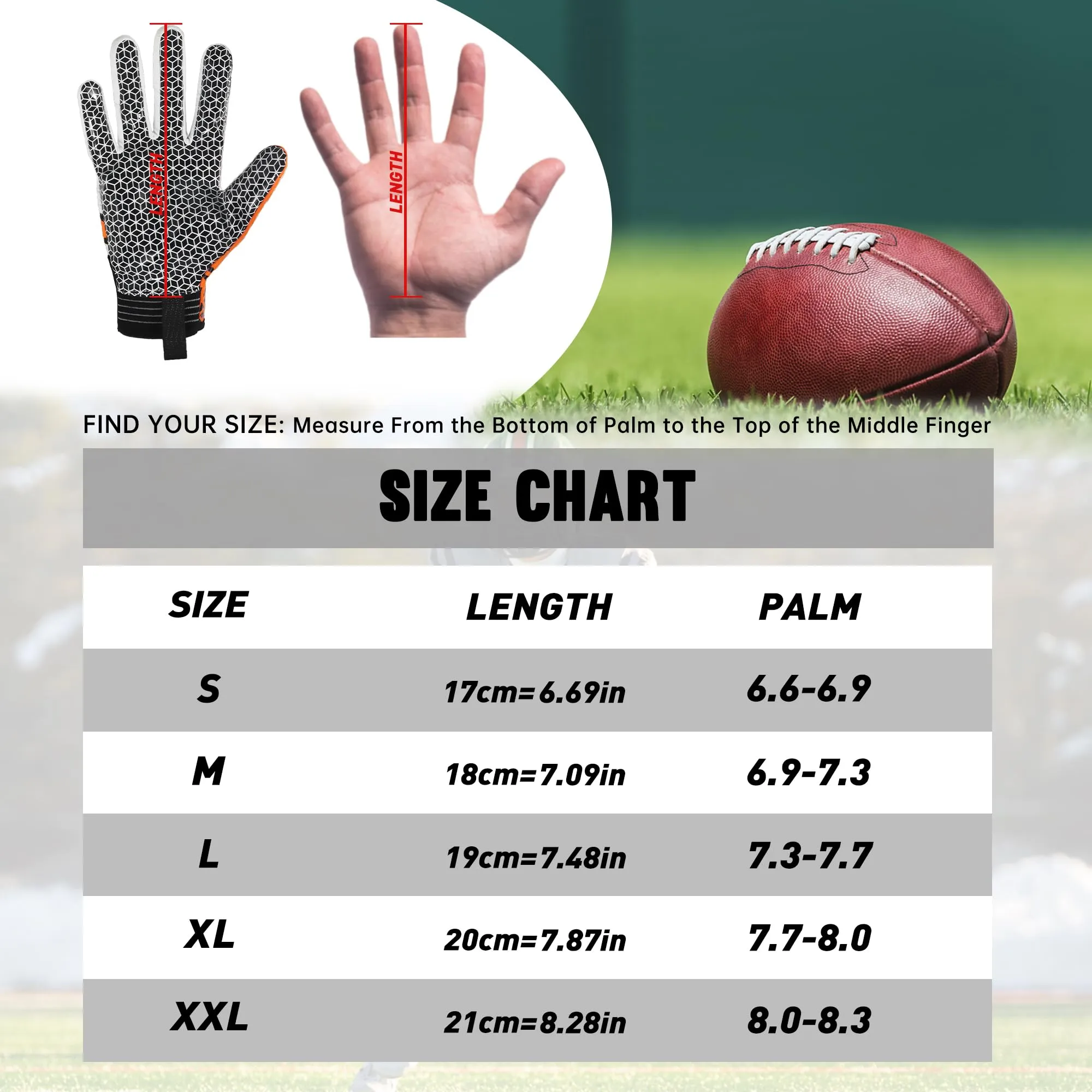 HANDLANDY Mens Football Youth Receiver Outdoor Sports Gloves S758