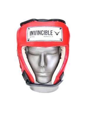 Invincible Amateur Competition High Grade Leather Head Guard (RED)