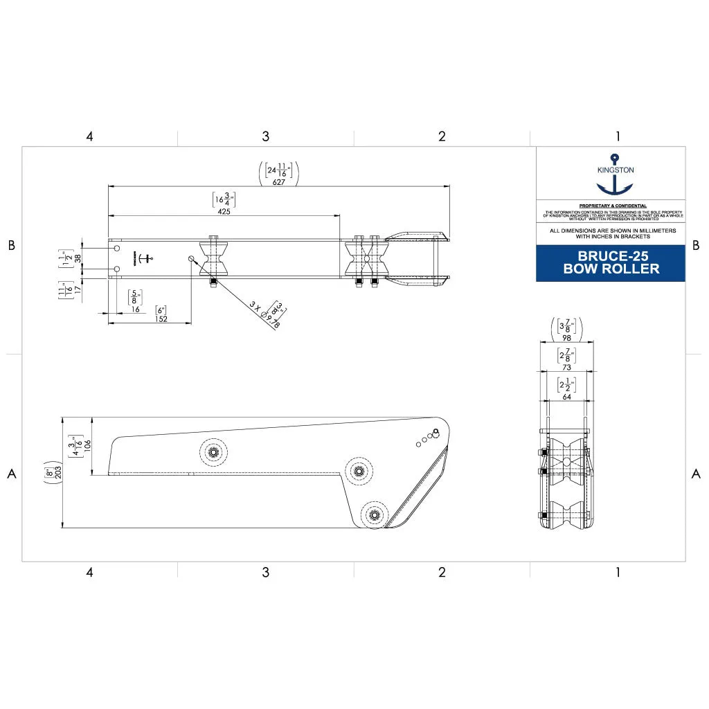 Kingston 24-3/4"Lx2-7/8"W Bruce Mirror Bow Roller