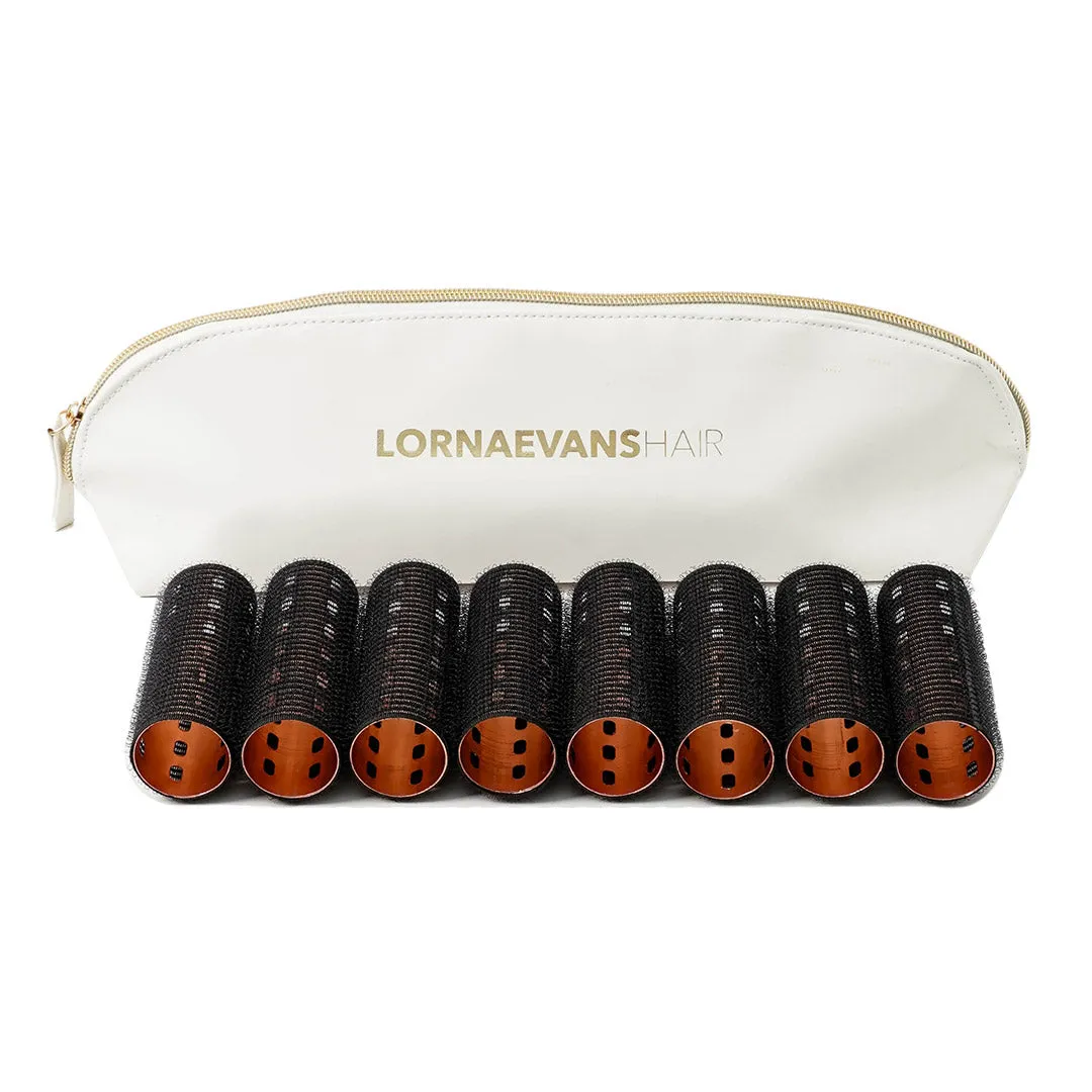 Lorna Evans Velcro Aluminium Small Set Self Grip Rollers Black Rose Gold 8pc Pack