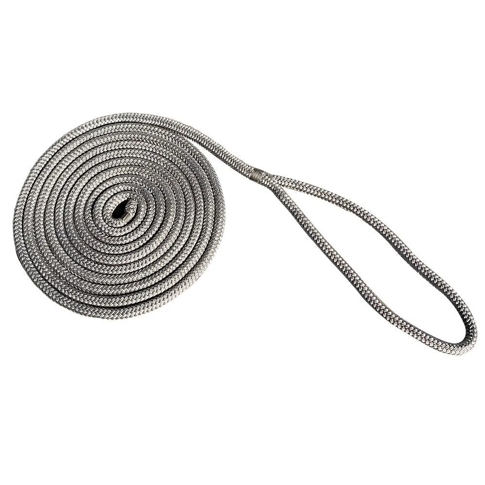 New England Rope 5/8" x 35 Nylon Double Braid Dock Line - Grey