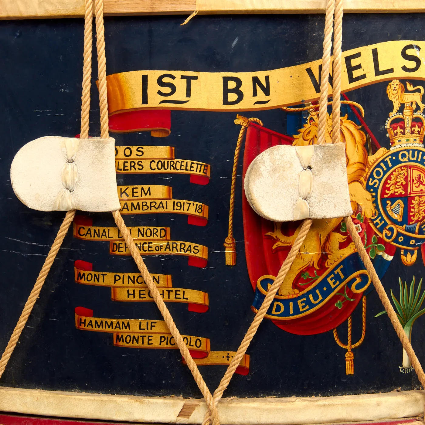 Original British WWI 1st Battalion Welsh Foot Guards Regiment Presentation Drum For Commander Kenneth R. Force