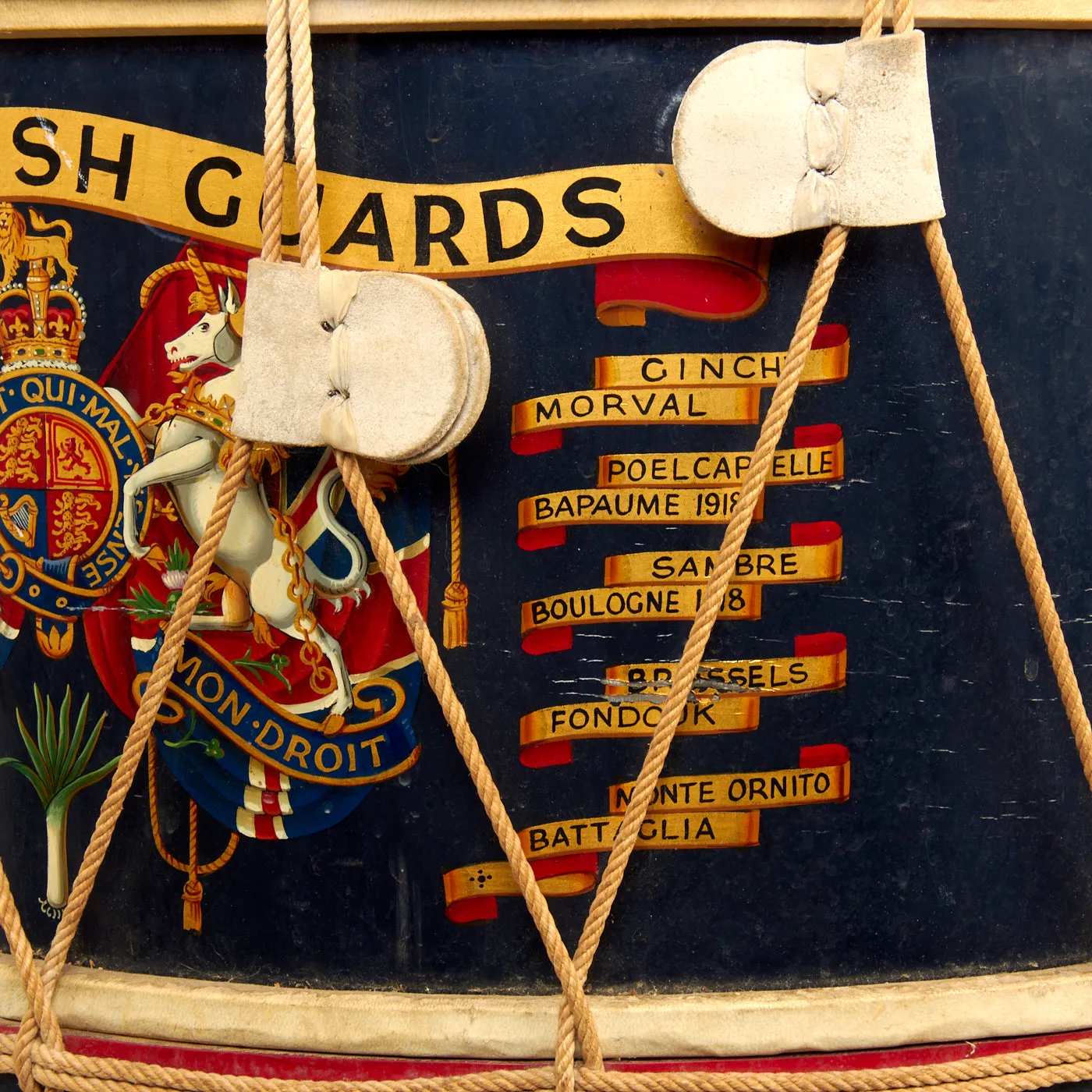 Original British WWI 1st Battalion Welsh Foot Guards Regiment Presentation Drum For Commander Kenneth R. Force