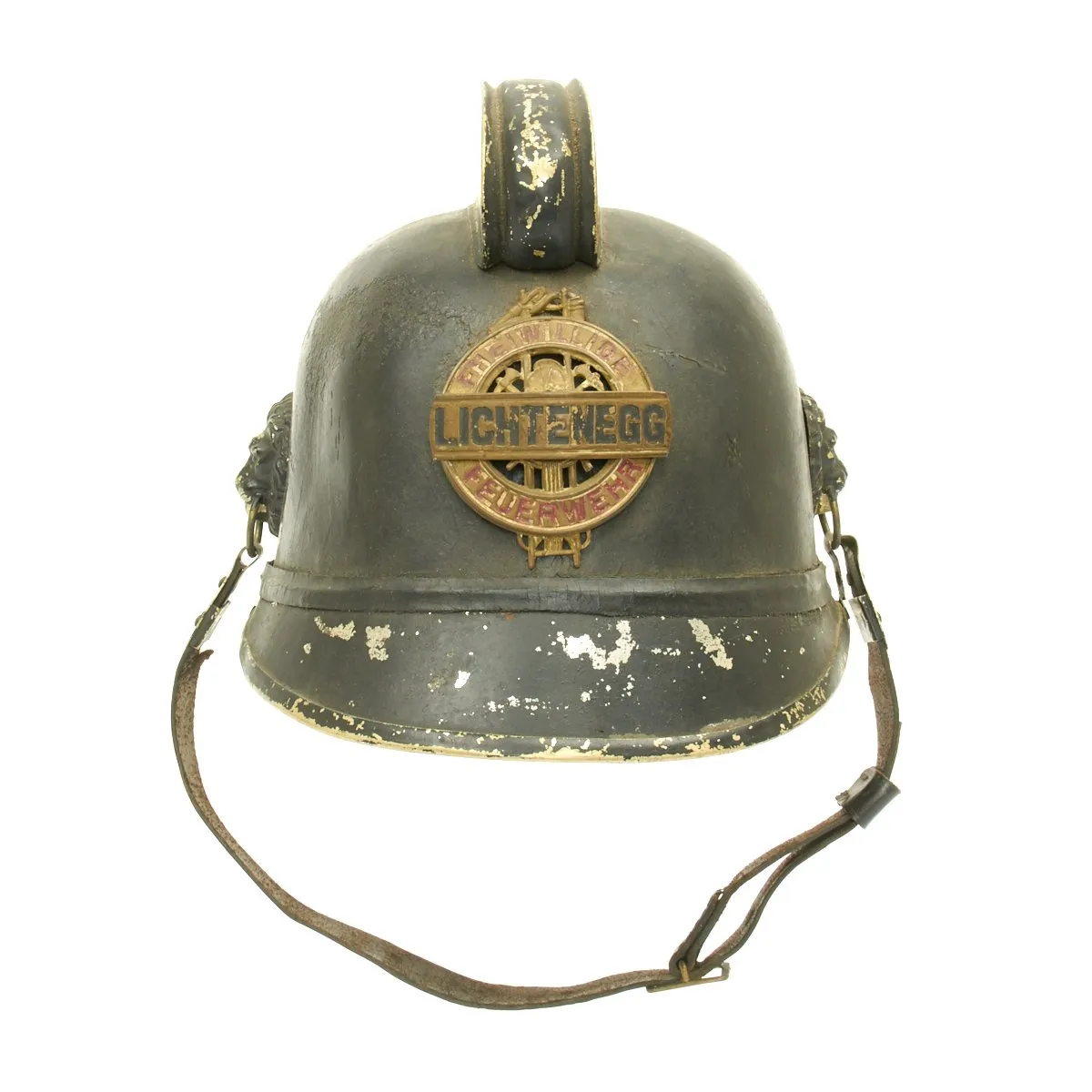 Original Pre-WWI Austro-Hungarian Leather Fire Brigade Helmet - Lichtenegg