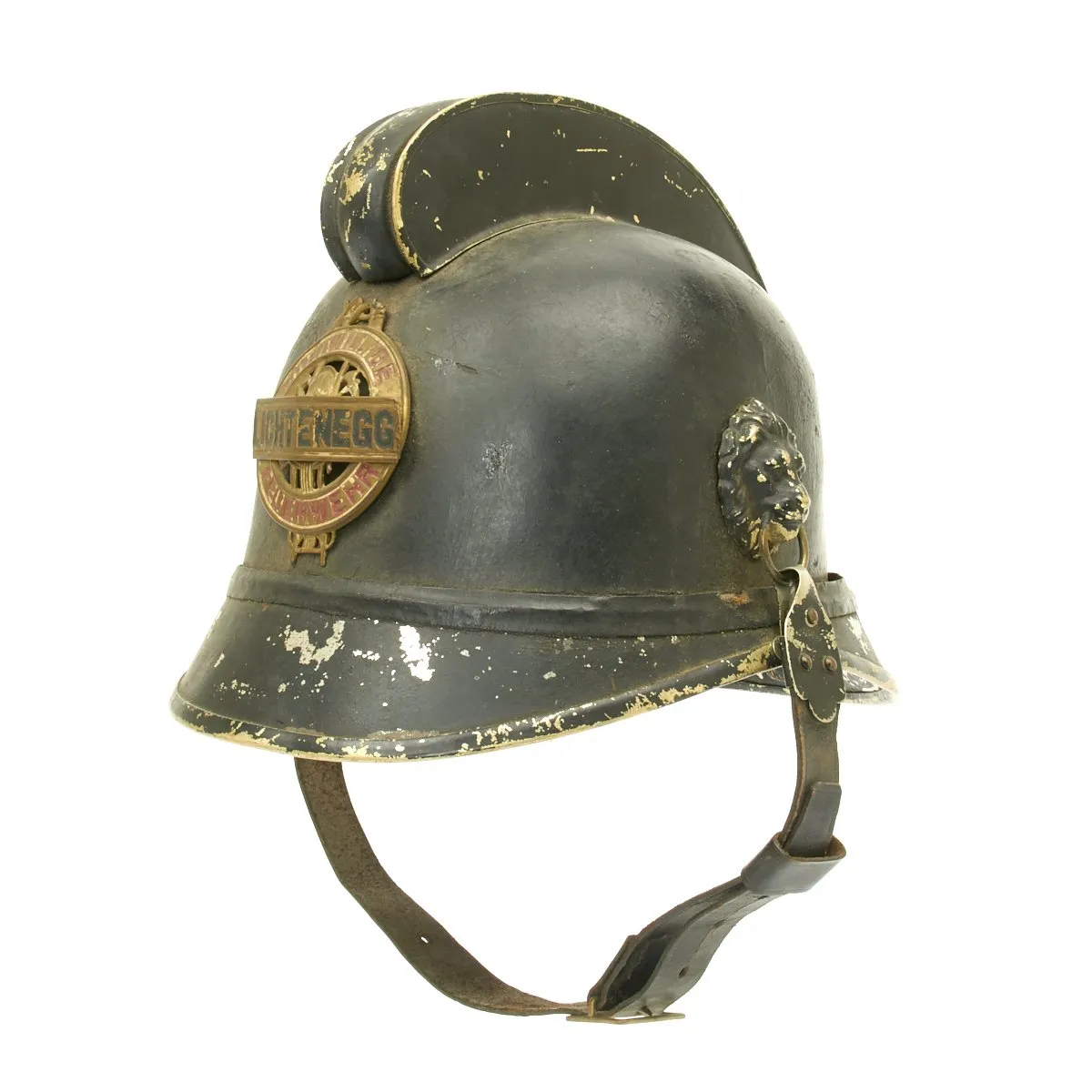 Original Pre-WWI Austro-Hungarian Leather Fire Brigade Helmet - Lichtenegg