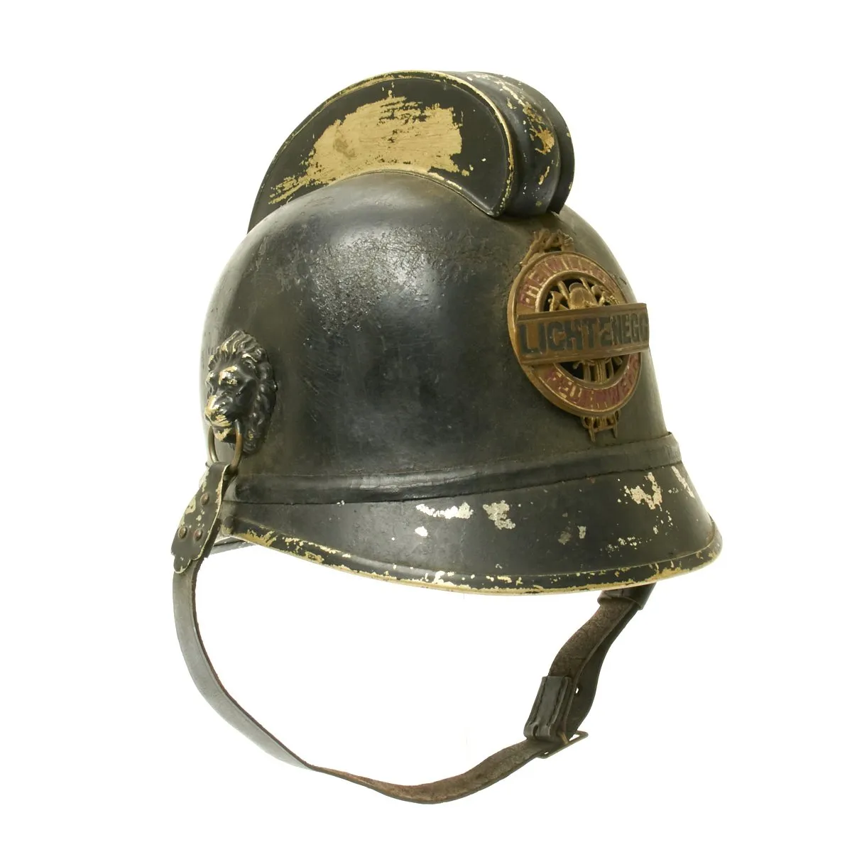 Original Pre-WWI Austro-Hungarian Leather Fire Brigade Helmet - Lichtenegg