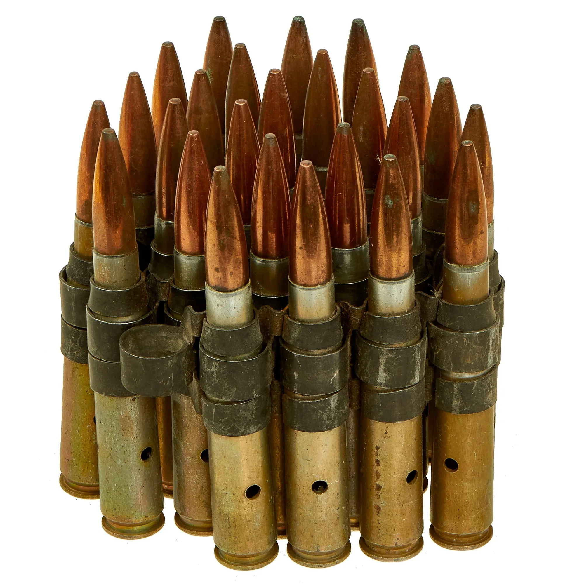 Original U.S. WWII Era M2 Browning .50cal Dummy Cartridges in Disintegrating Links (25 rounds)