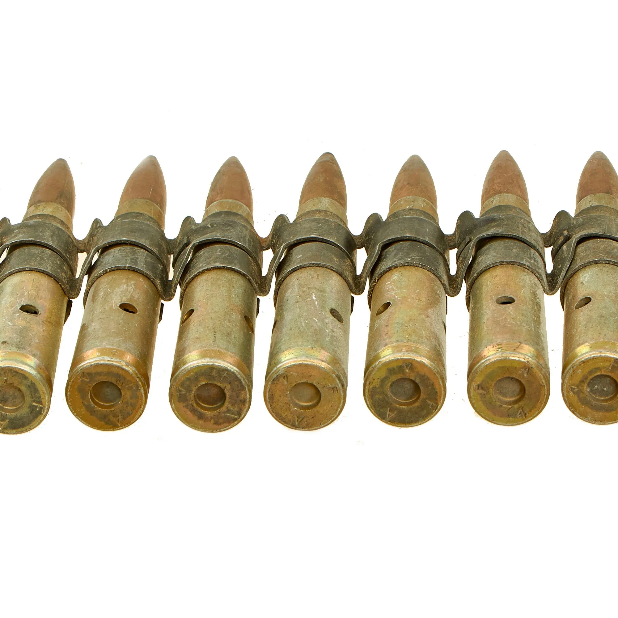 Original U.S. WWII Era M2 Browning .50cal Dummy Cartridges in Disintegrating Links (25 rounds)