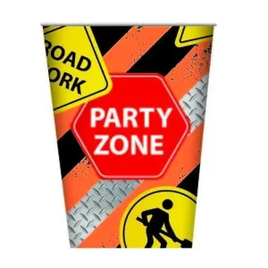 Party Zone Construction Cups - 8 Pkt