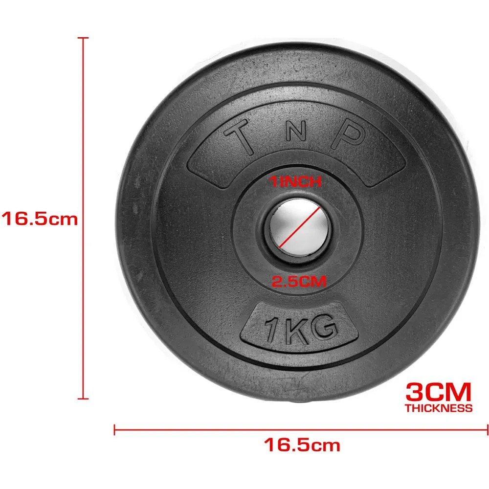 Standard 1" Round Vinyl Weight Plate 1kg - Black