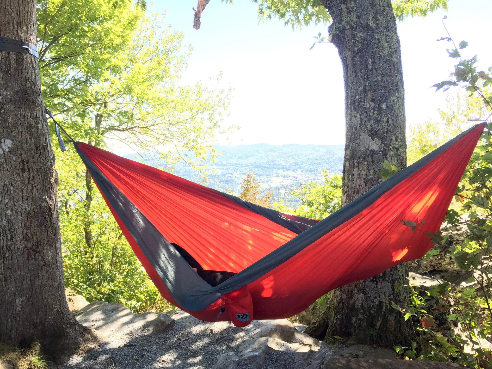 Twisted Double Hammock - Red-Orange/Smoke Grey