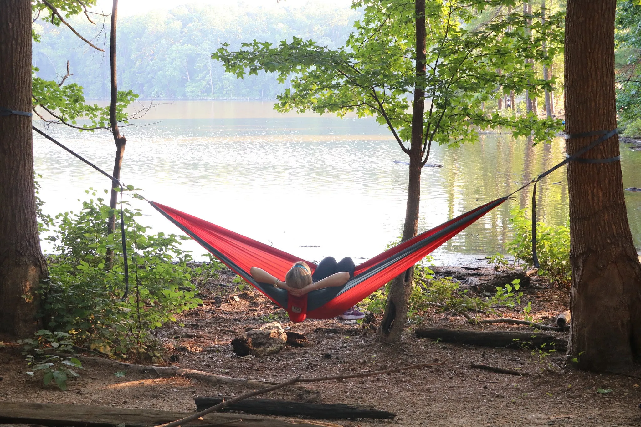 Twisted Double Hammock - Red-Orange/Smoke Grey