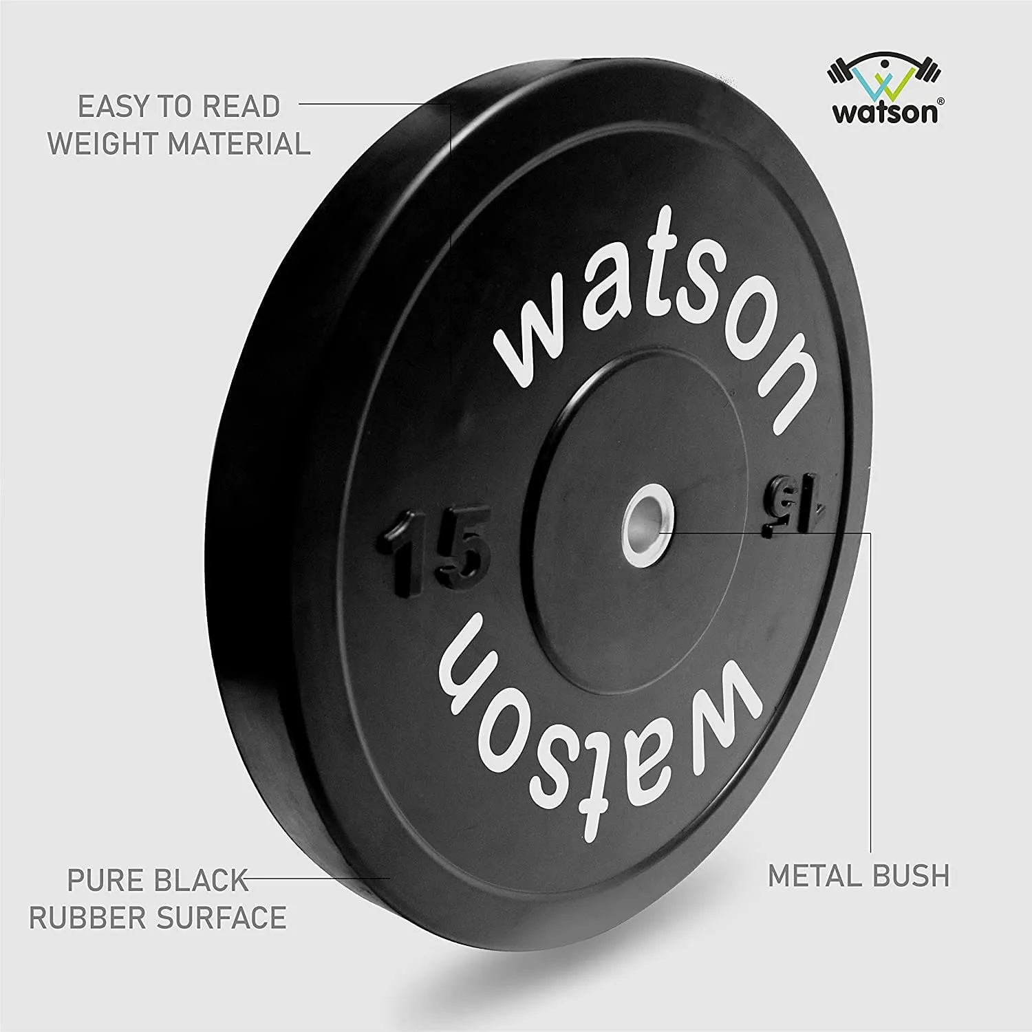 WATSON Weight plates, Bumper Plates, Rubber & Metal Bush, Gym Plates, Weight Lifting Plates (Black- 50Kg Set(2.5Kgx4, 5Kgx4, 10Kgx2))