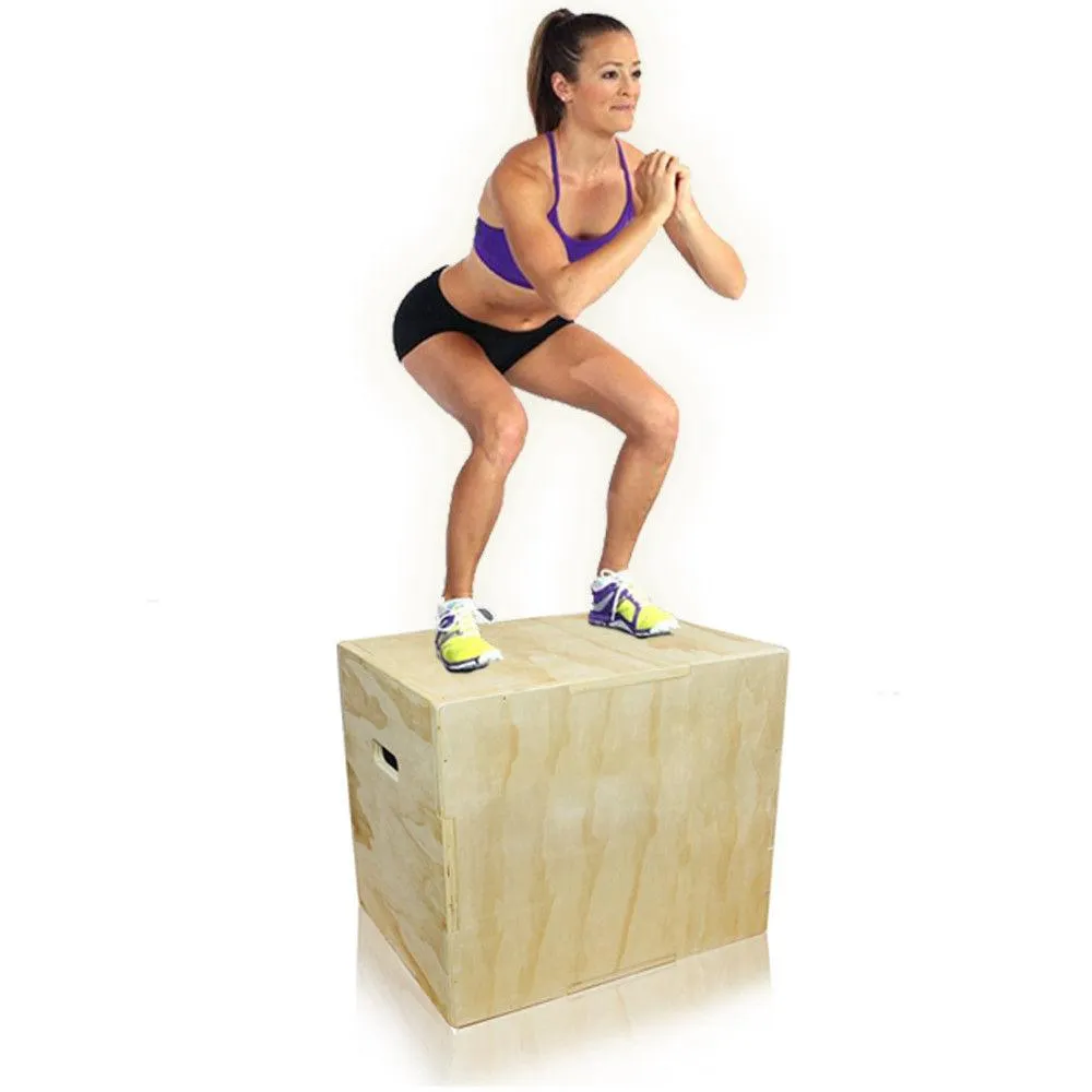 Wooden Plyo Box Plyometrics CrossFit Fitness - 45cm x 40cm x 35cm