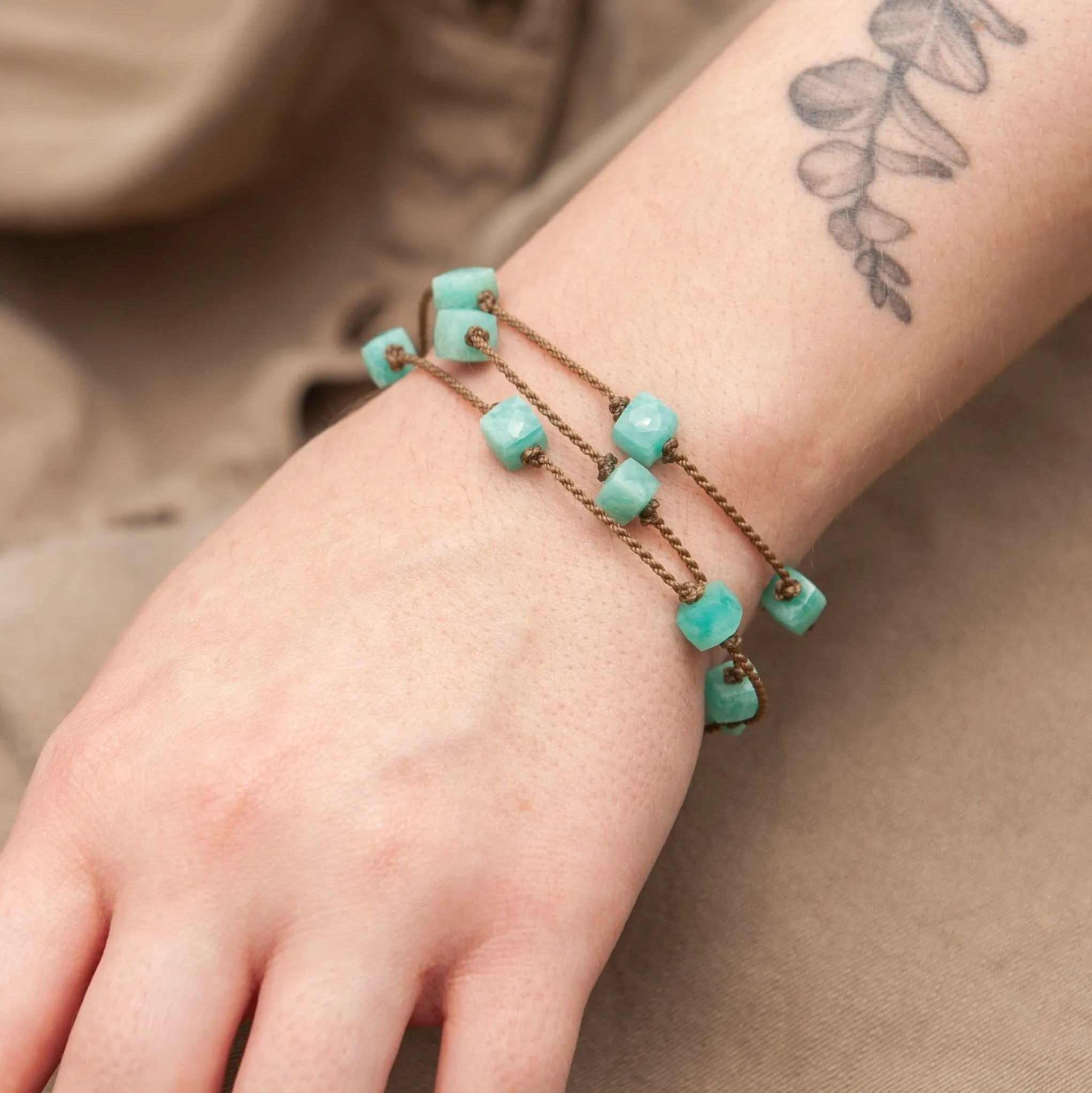 Wrap-1077-Amazonite Cube Petite