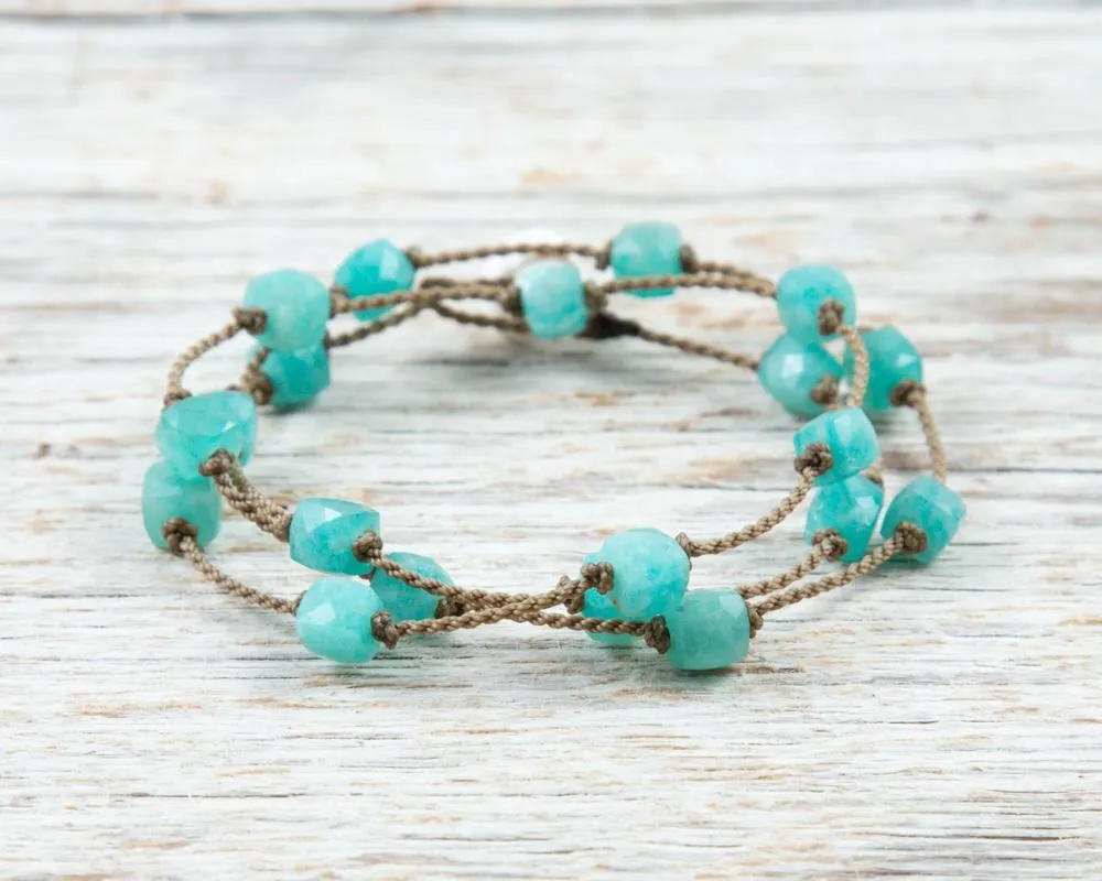 Wrap-1077-Amazonite Cube Petite